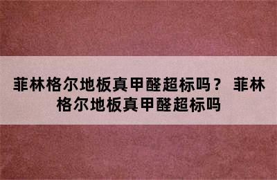 菲林格尔地板真甲醛超标吗？ 菲林格尔地板真甲醛超标吗